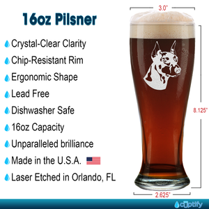 Doberman Pinscher Head Beer Pilsner Glass