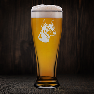 Doberman Pinscher Head Beer Pilsner Glass