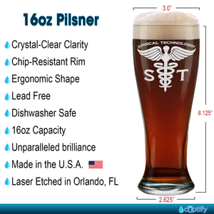 ST Surgical Technologist Etched 16 oz Beer Pilsner Glass