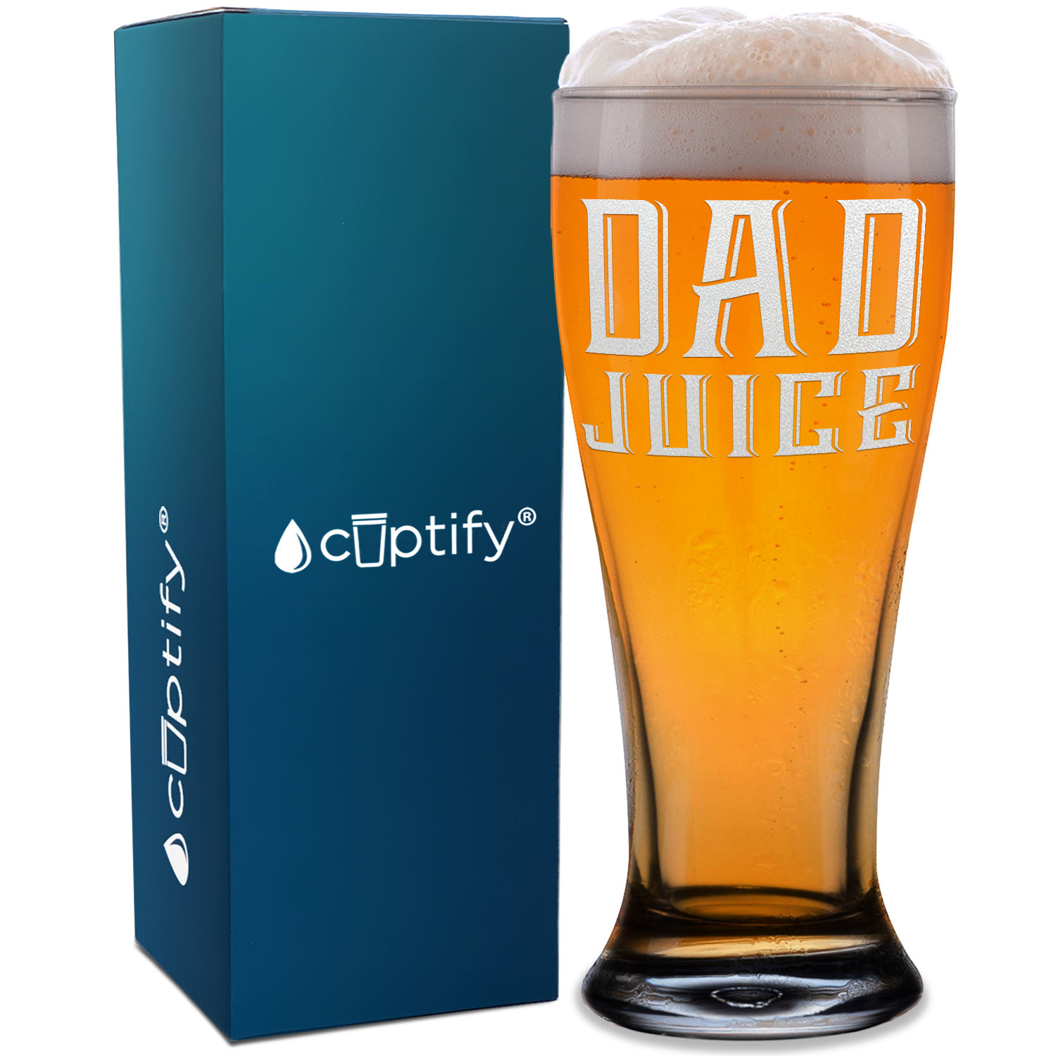 Dad Juice Etched on 16 oz Glass Pilsner