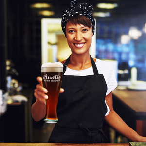 Auntie Like Mom, Only Cooler! Etched on 16 oz Glass Pilsner