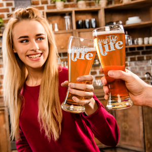 Auntie Life Etched on 16 oz Glass Pilsner