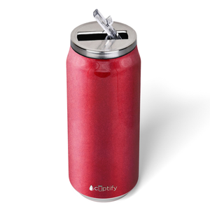 Red Glitter 16oz Cola Can Bottle