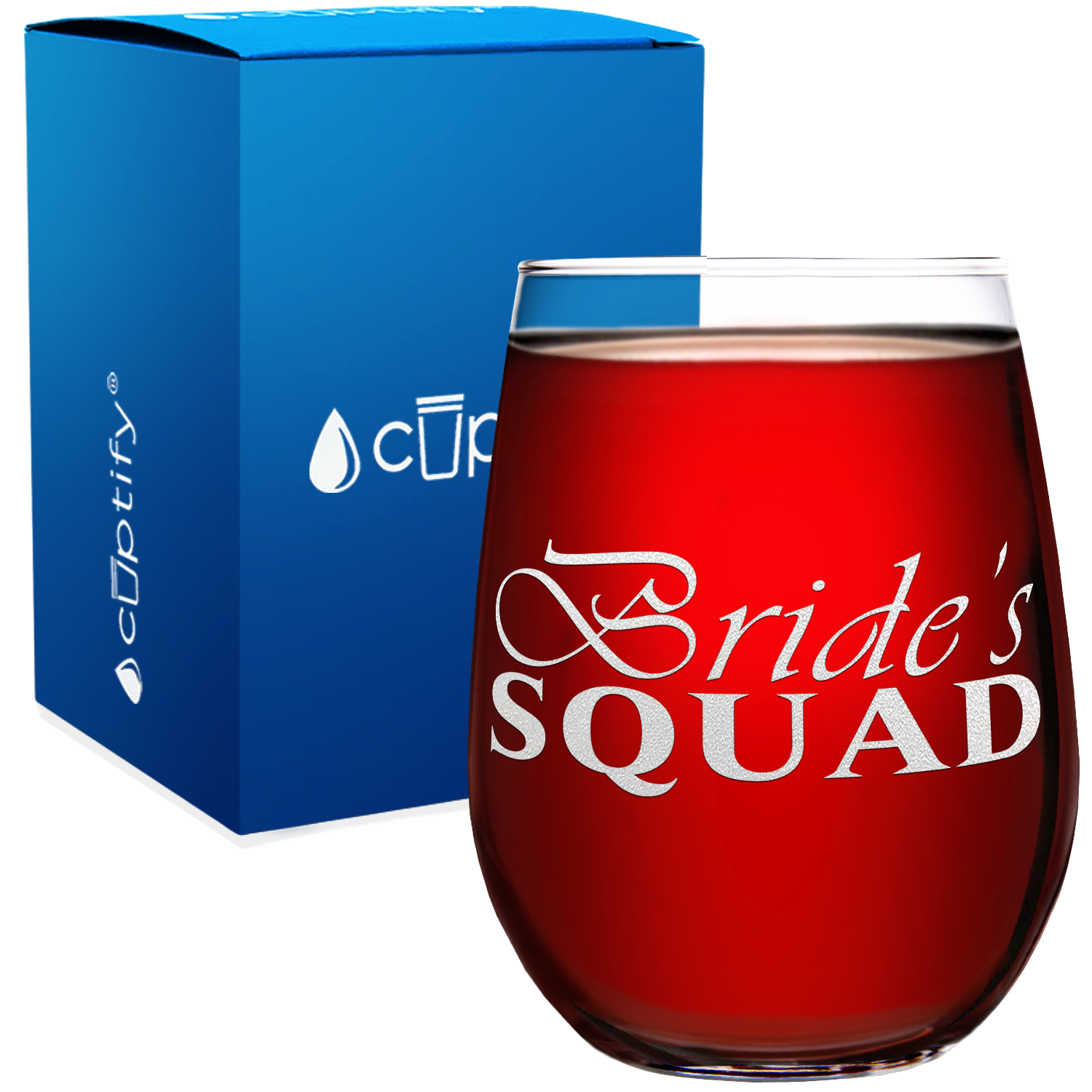 Bride's Squad on 17 oz Stemless Wine Glass