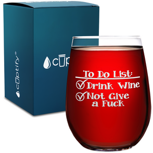 To Do List on 17oz Stemless Wine Glass