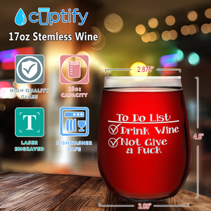 To Do List on 17oz Stemless Wine Glass