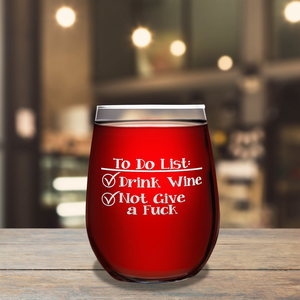 To Do List on 17oz Stemless Wine Glass