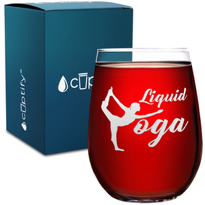 Liquid Yoga on 17oz Stemless Wine Glass