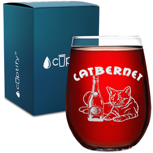 Catbernet on 17oz Stemless Wine Glass