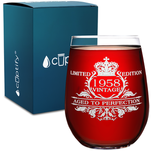 63rd Birthday Limited Edition Vintage 17oz Stemless Wine Glass