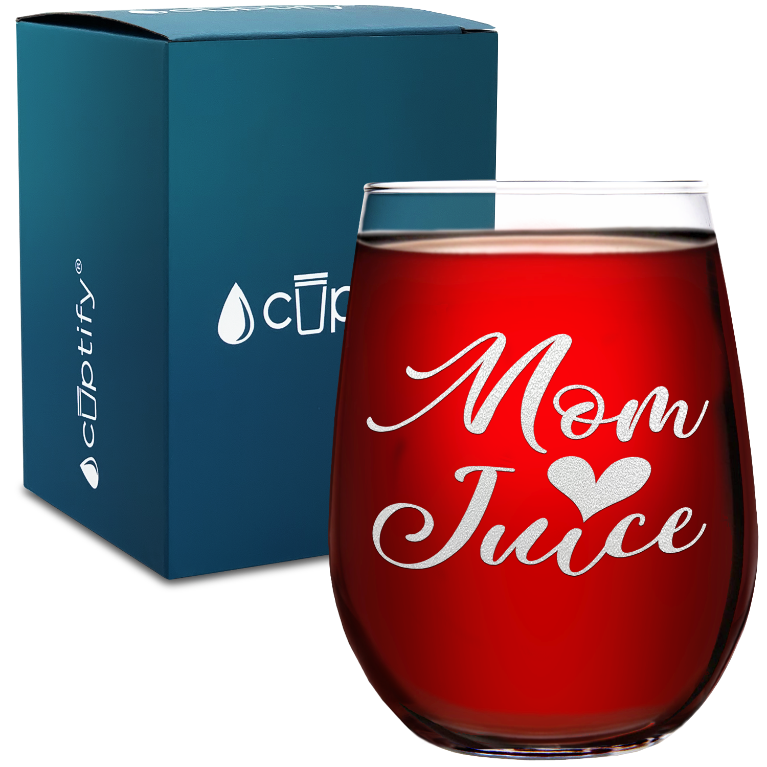 Mom Juice on 17oz Stemless Wine Glass