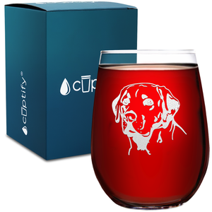 Labrador Head 17oz Stemless Wine Glass