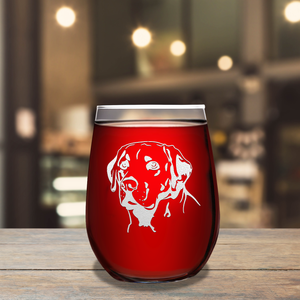 Labrador Head 17oz Stemless Wine Glass