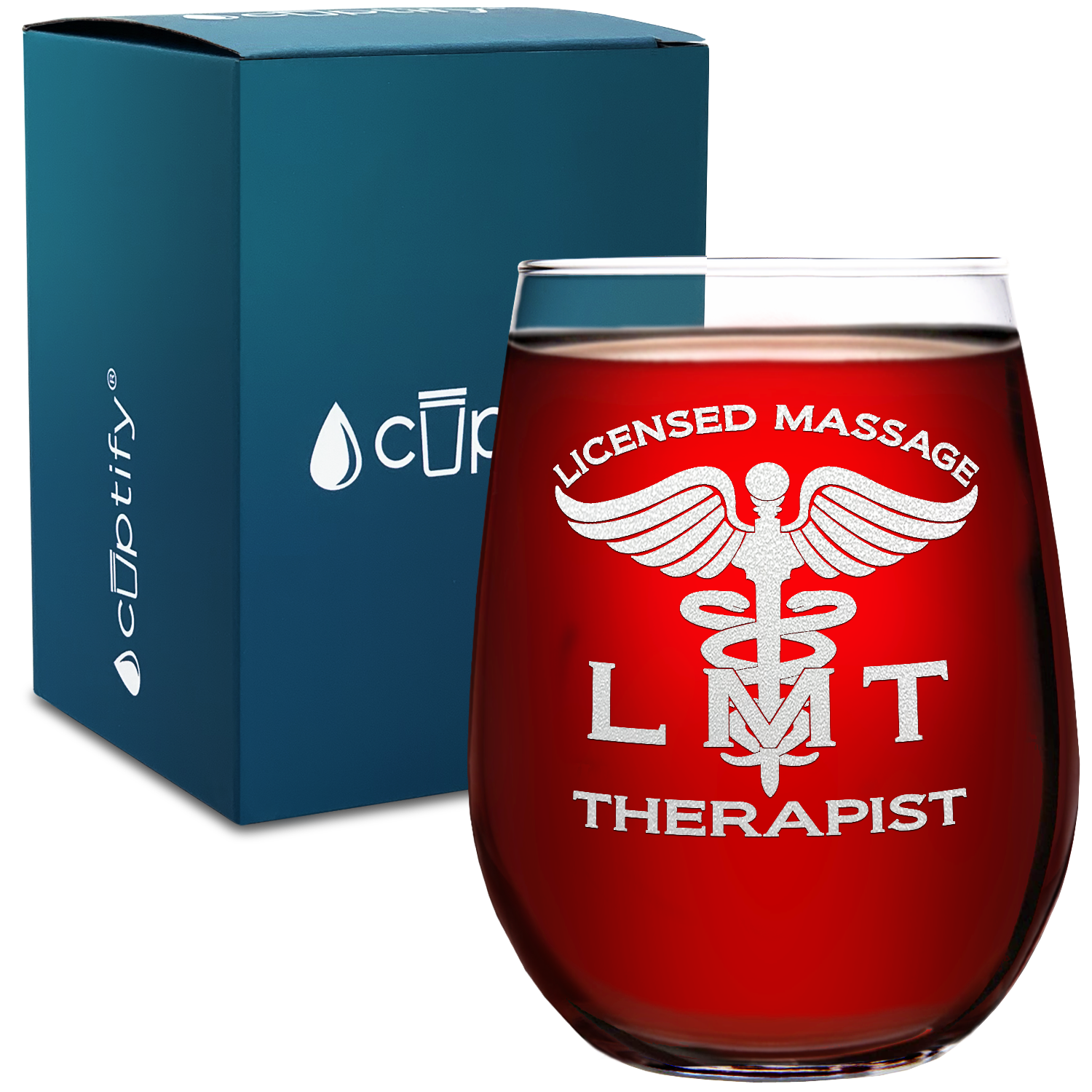 LMT Licensed Massage Therapist 17oz Stemless Wine Glass