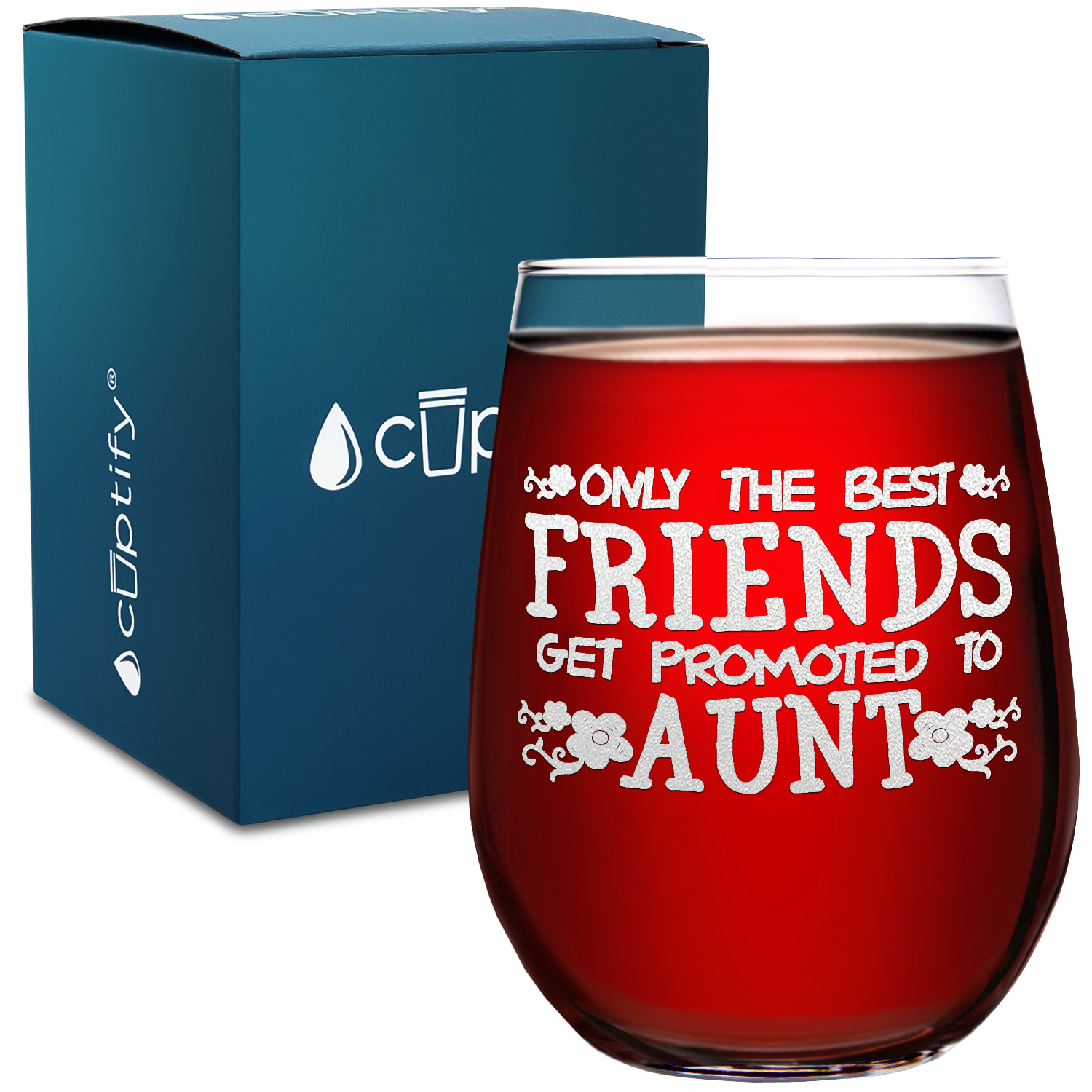 Get Promoted to Aunt on 17oz Stemless Wine Glass