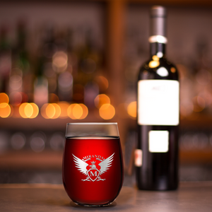 Personalized Eagle Etched 17oz Stemless Wine Glass