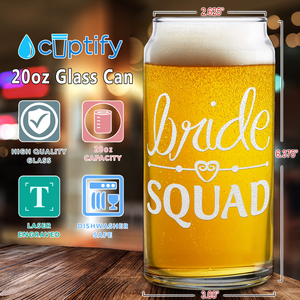  Bride Squad Heart Etched on Glass