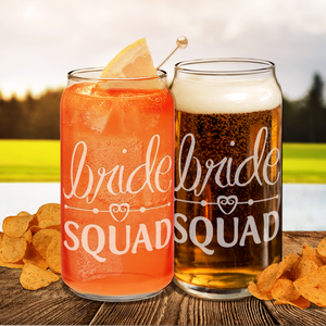  Bride Squad Heart Etched on Glass