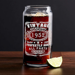 70th Birthday Gift Vintage Established 1952 20oz Glass Can