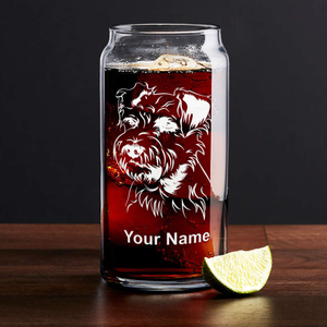 Personalized Miniature Schnauzer Head Glass