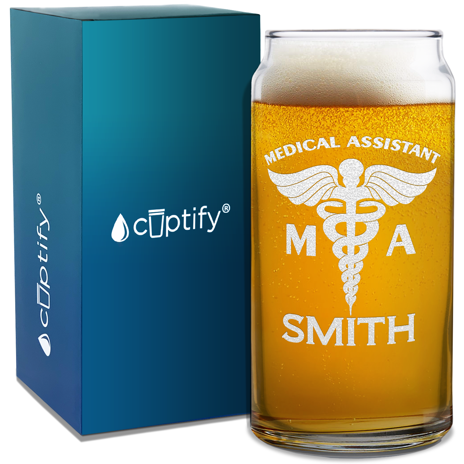 Personalized MA Medical Assistant Etched Glass