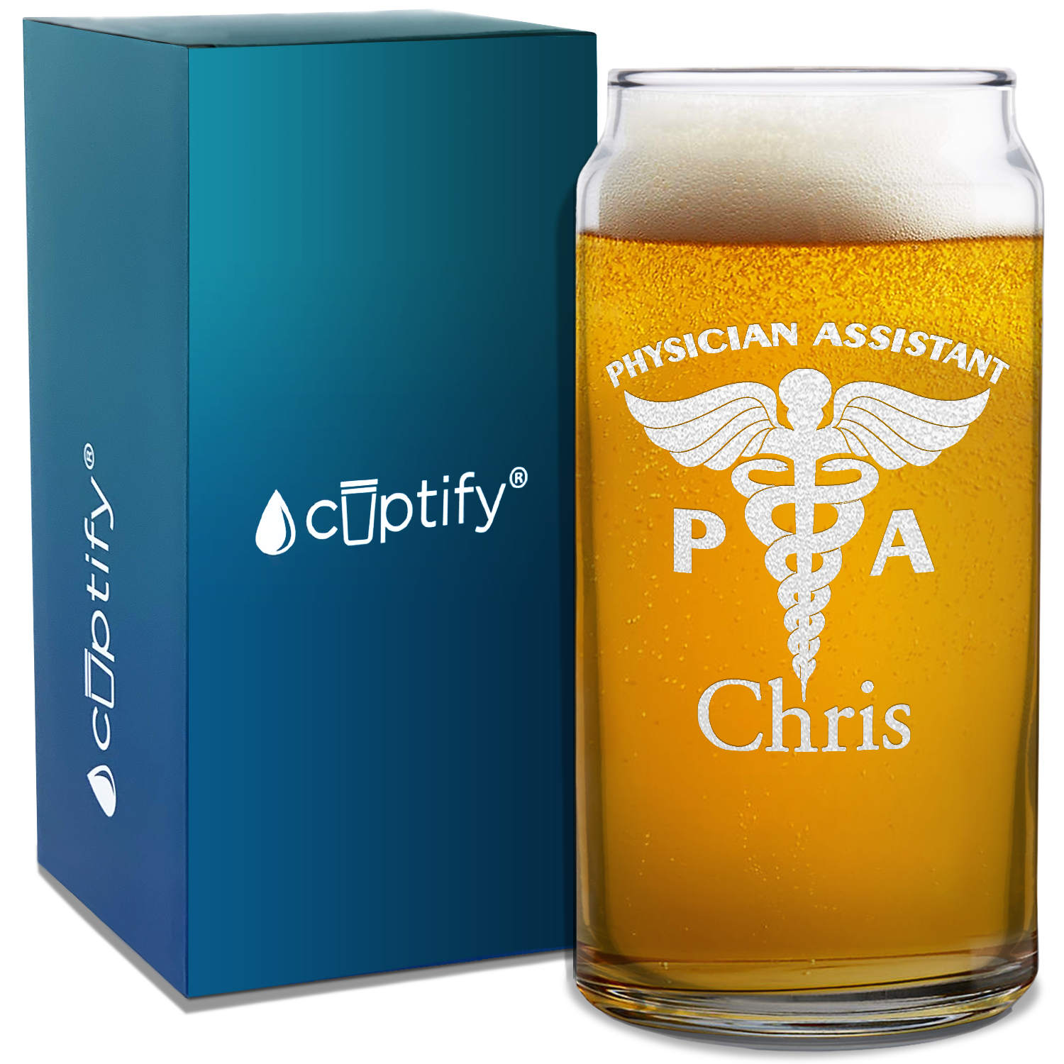 Personalized PA Physician Assistant Etched Glass