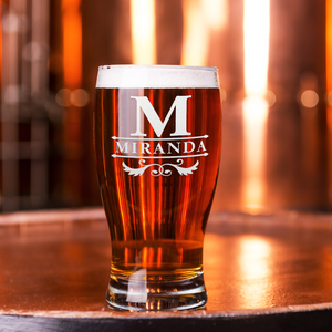 Personalized Initial Style 20oz Beer Pub Glass