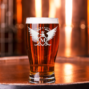 Personalized Monogram Eagle Crest 20oz Beer Pub Glass