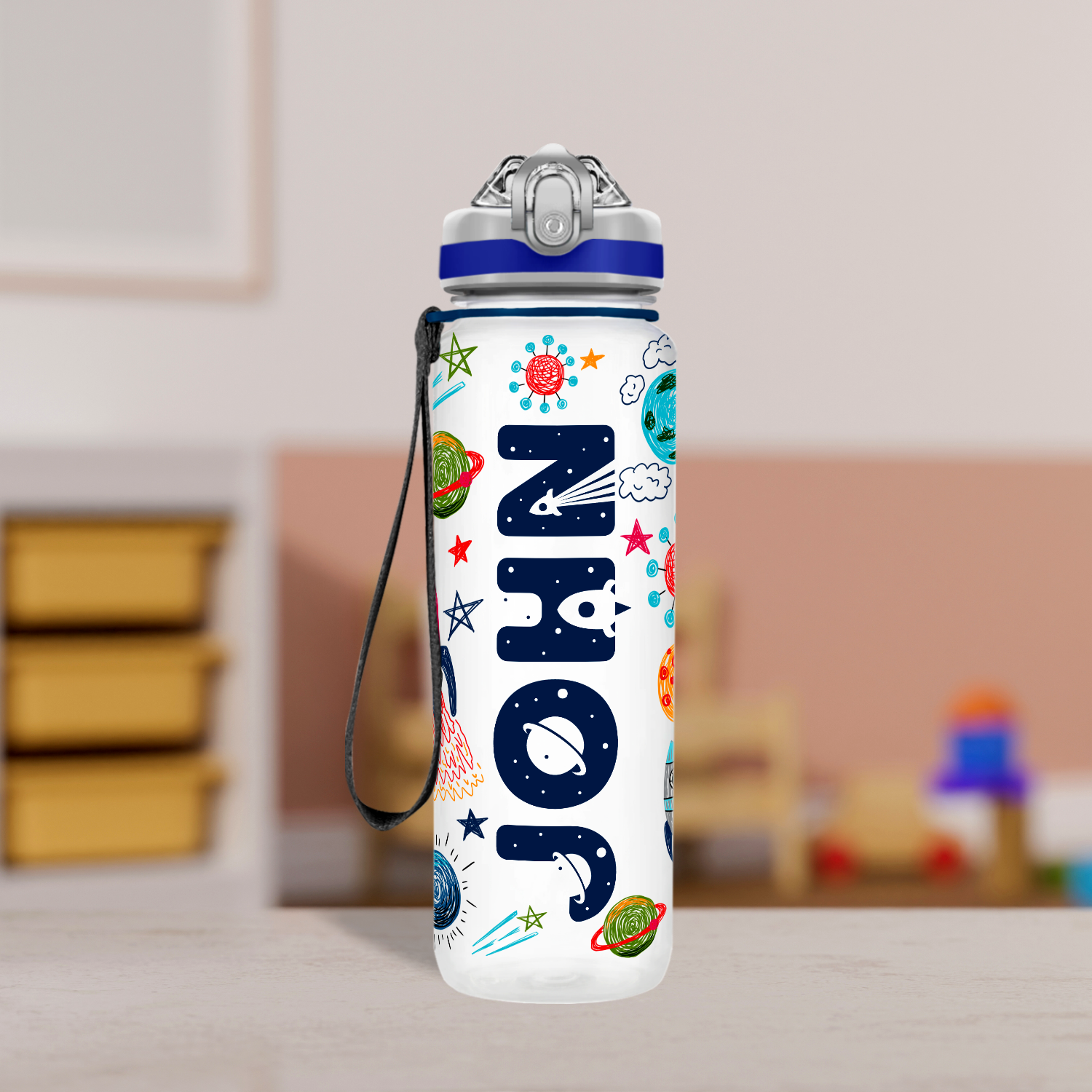 Astronaut on the Space Personalized Kids Bottle with Straw 20oz Tritan -  Cuptify