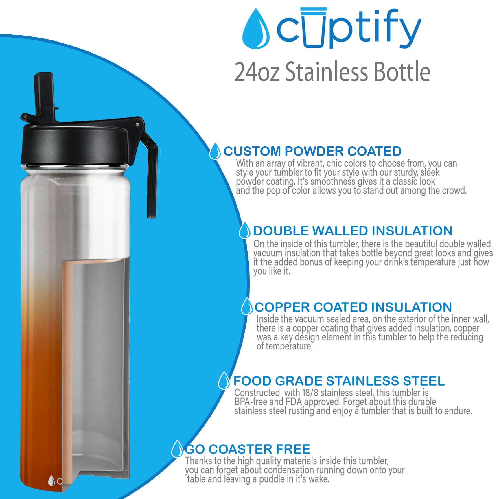 24oz Wide Mouth Water Bottles - Cuptify