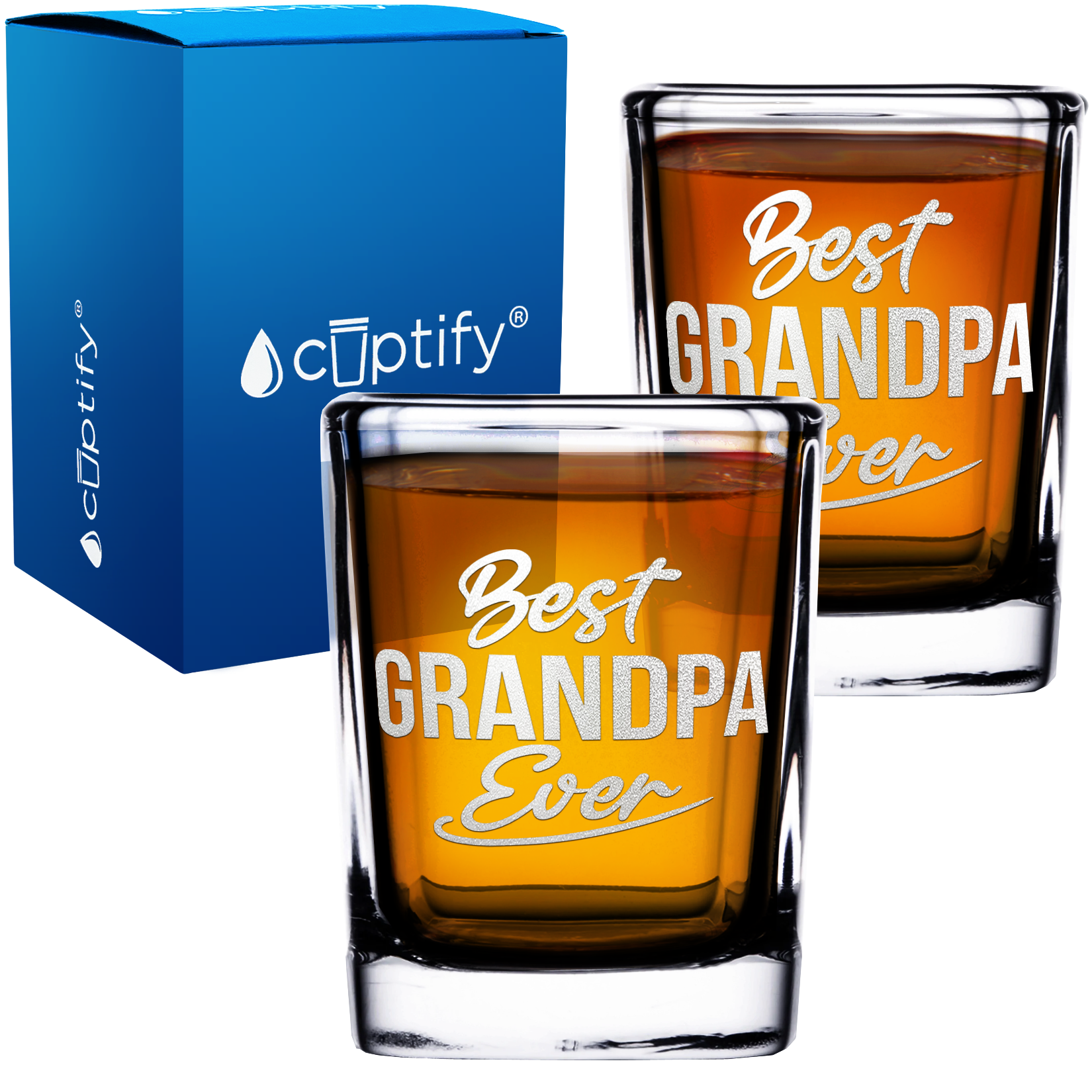 Best Grandpa Ever 2oz Square Shot Glasses - Set of 2