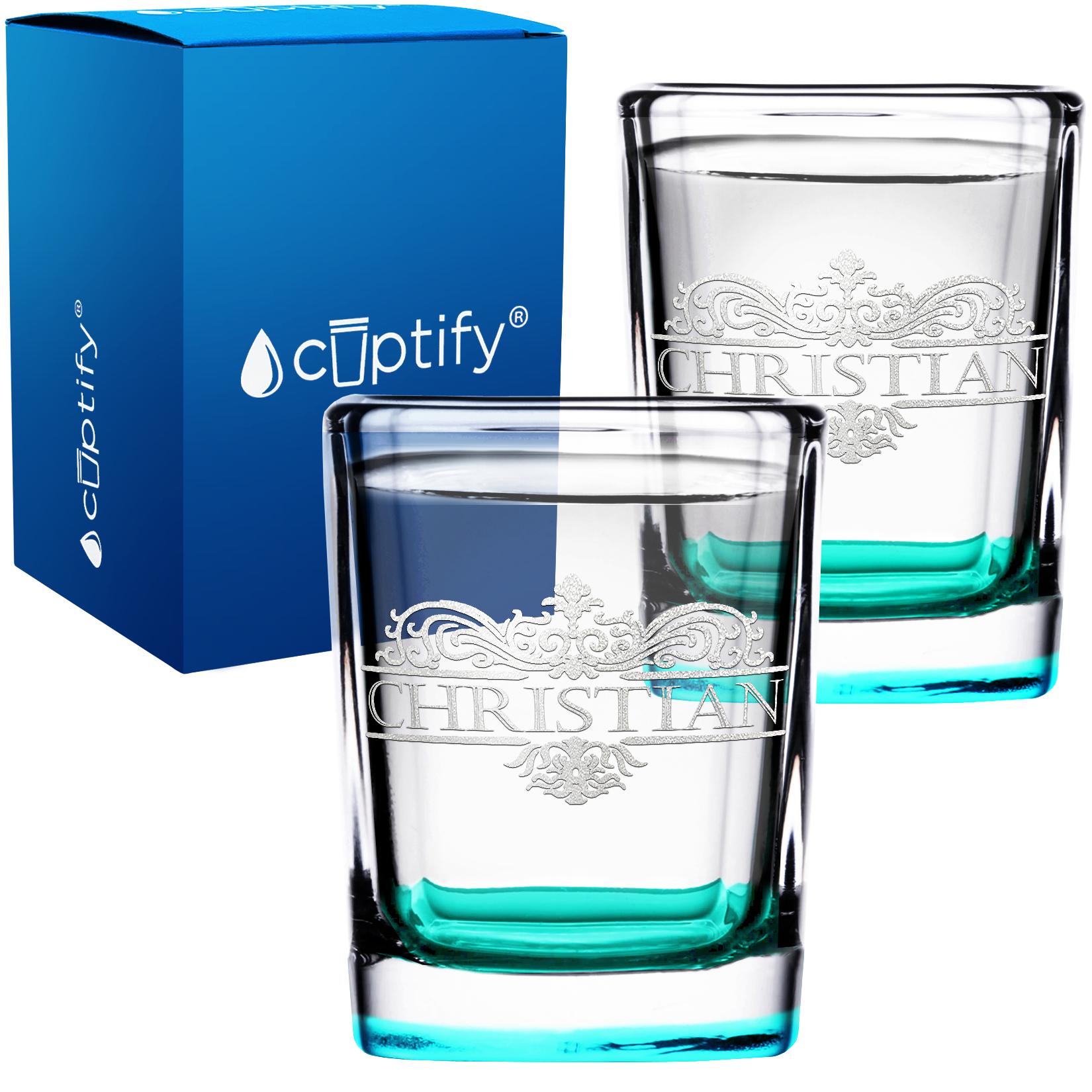 Personalized Vestige 2oz Square Shot Glasses - Set of 2