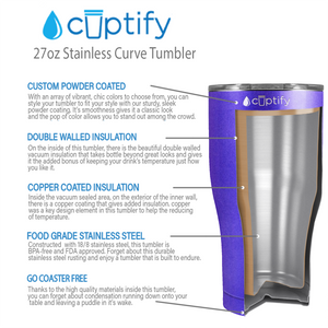 Purple Glitter 27oz Curve Tumbler