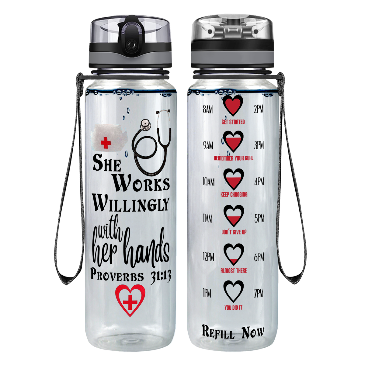 RN Nurse on 32oz Motivational Tracking Water Bottle - Cuptify