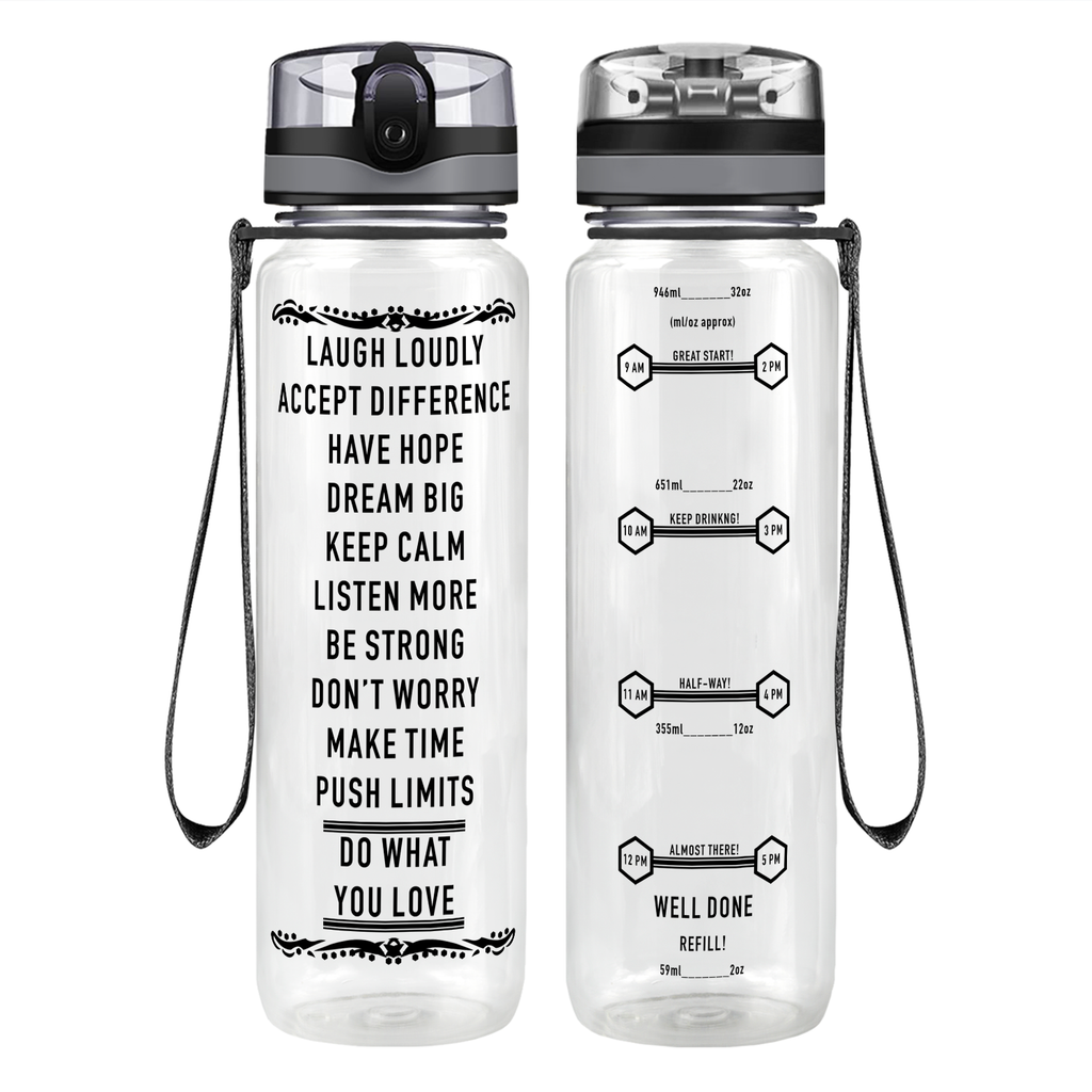 Thin Blue Line Sunflower on 32 oz Motivational Tracking Water Bottle -  Cuptify