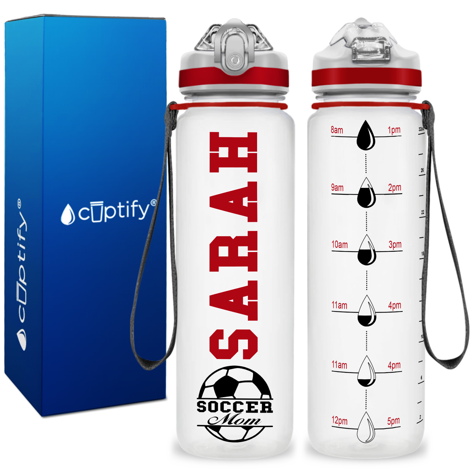 Personalized Kids Water Bottle 12 oz - Soccer Heart