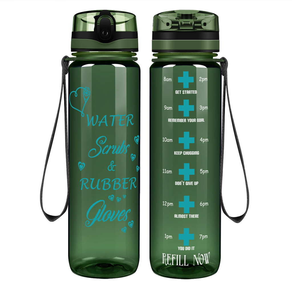 Personalized Nurse Water Scrubs Rubber Gloves Motivational Bottle - Jolly  Family Gifts