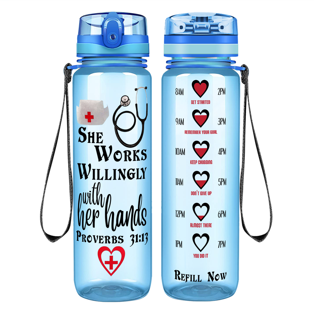 Personalized Nurse Water Tracker Bottle - She Works Willingly With Her -  GoDuckee