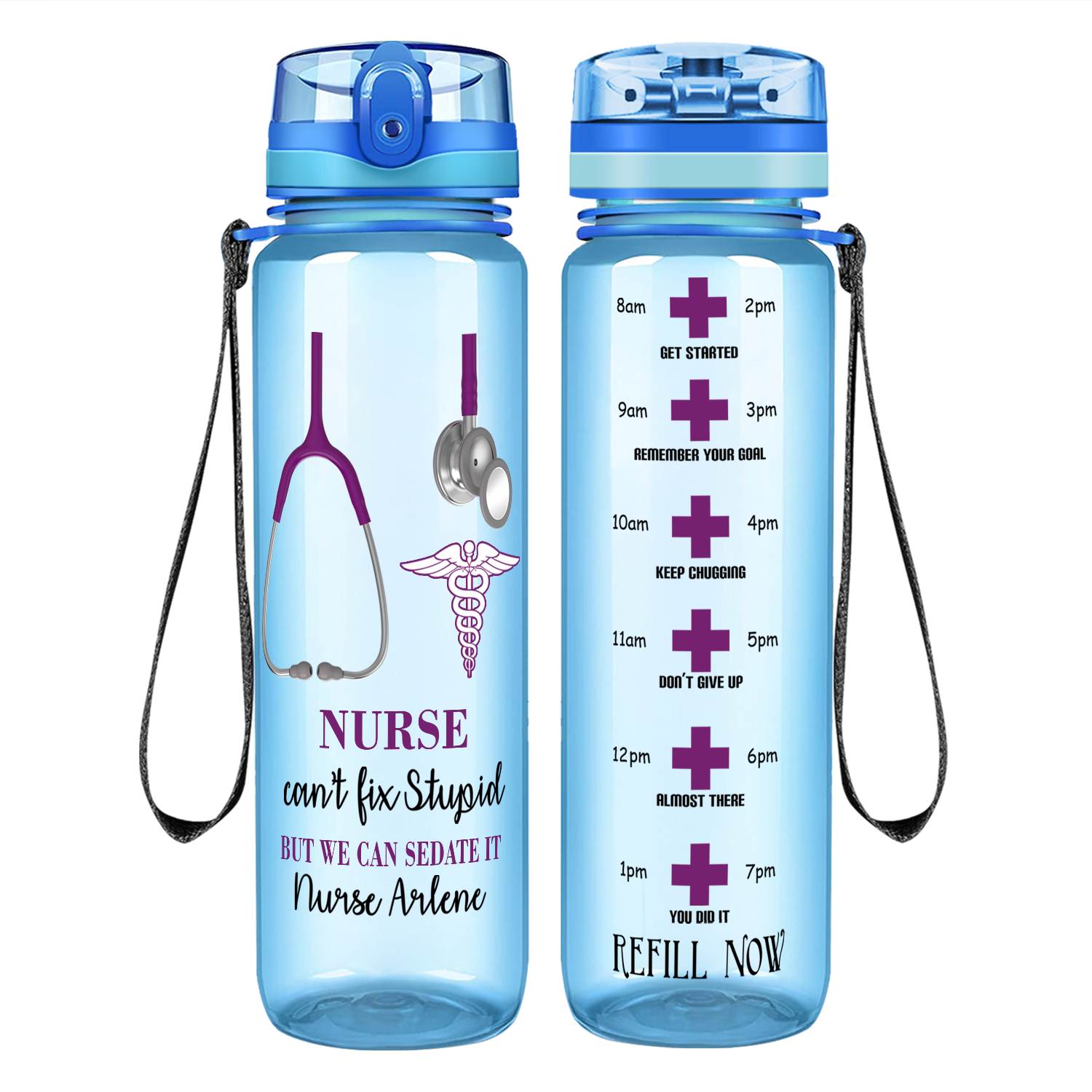 25 oz Aluminum Sports Water Travel Bottle Nurses Can't Fix Stupid Sedate It (Hot-Pink)