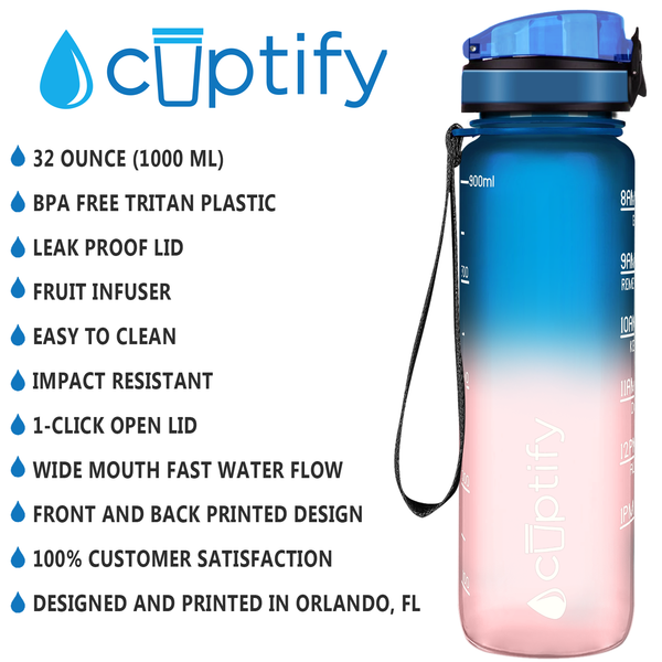 Gradiant Prints Plastic Water Bottle 1000mL