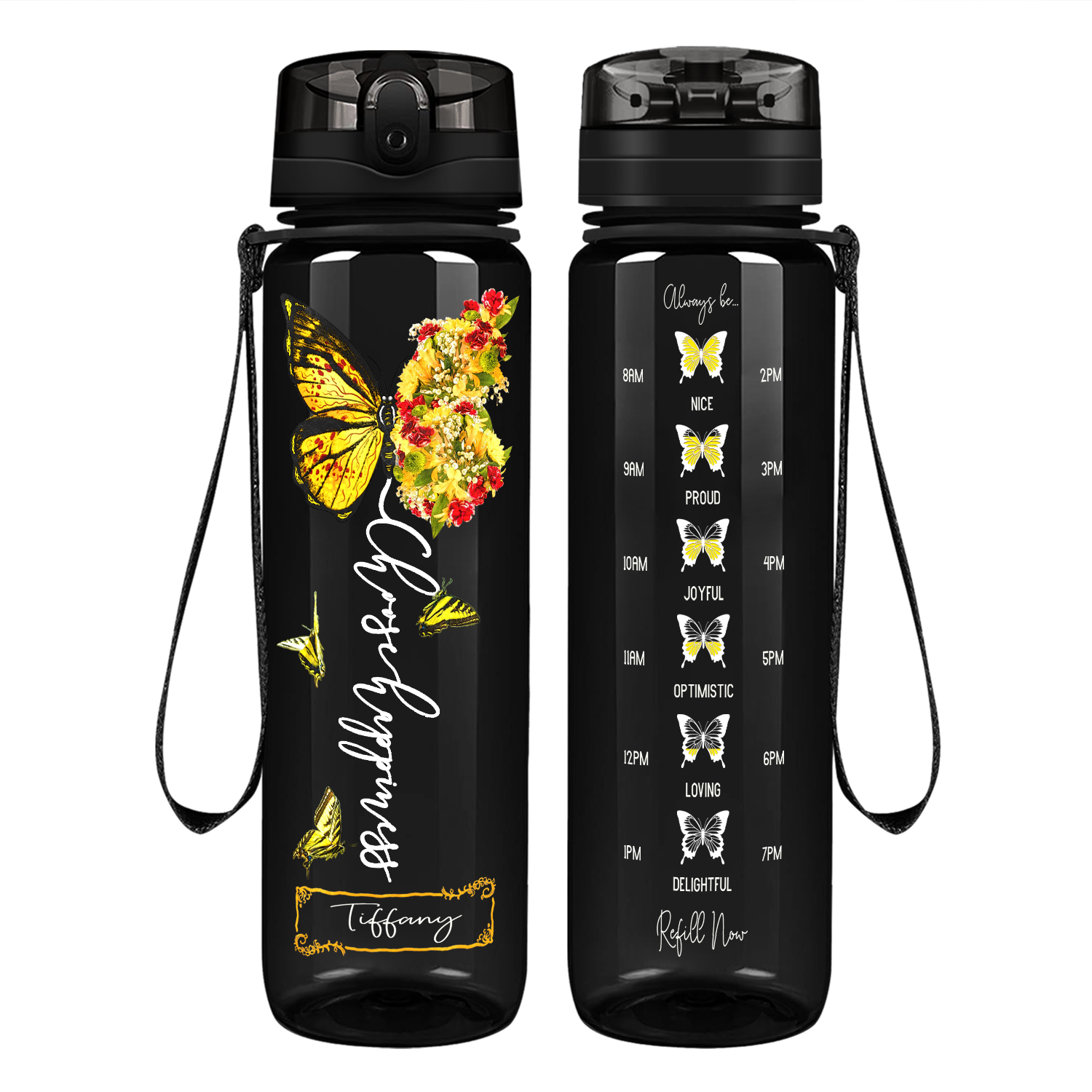 Butterflies Flip-Top Water Bottle