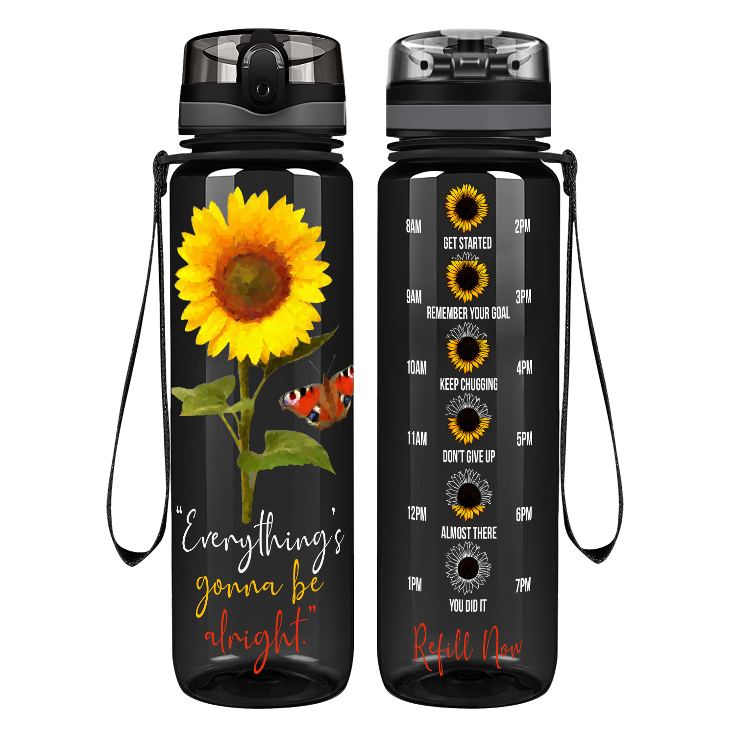 Sunflower Sports Water Bottle, 304 Stainless Steel Vacuum Water