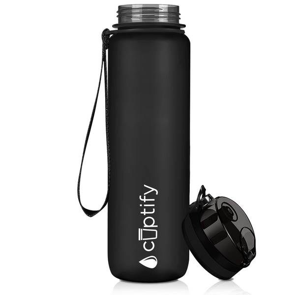 Cuptify Clear Frosted 32 oz Hydration Tracker Water Bottle