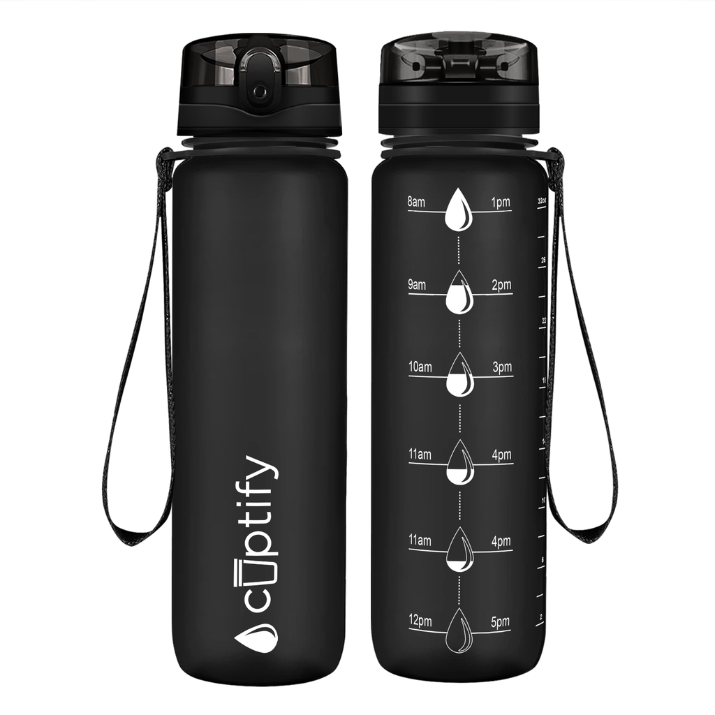 Cuptify Clear Frosted 32 oz Hydration Tracker Water Bottle