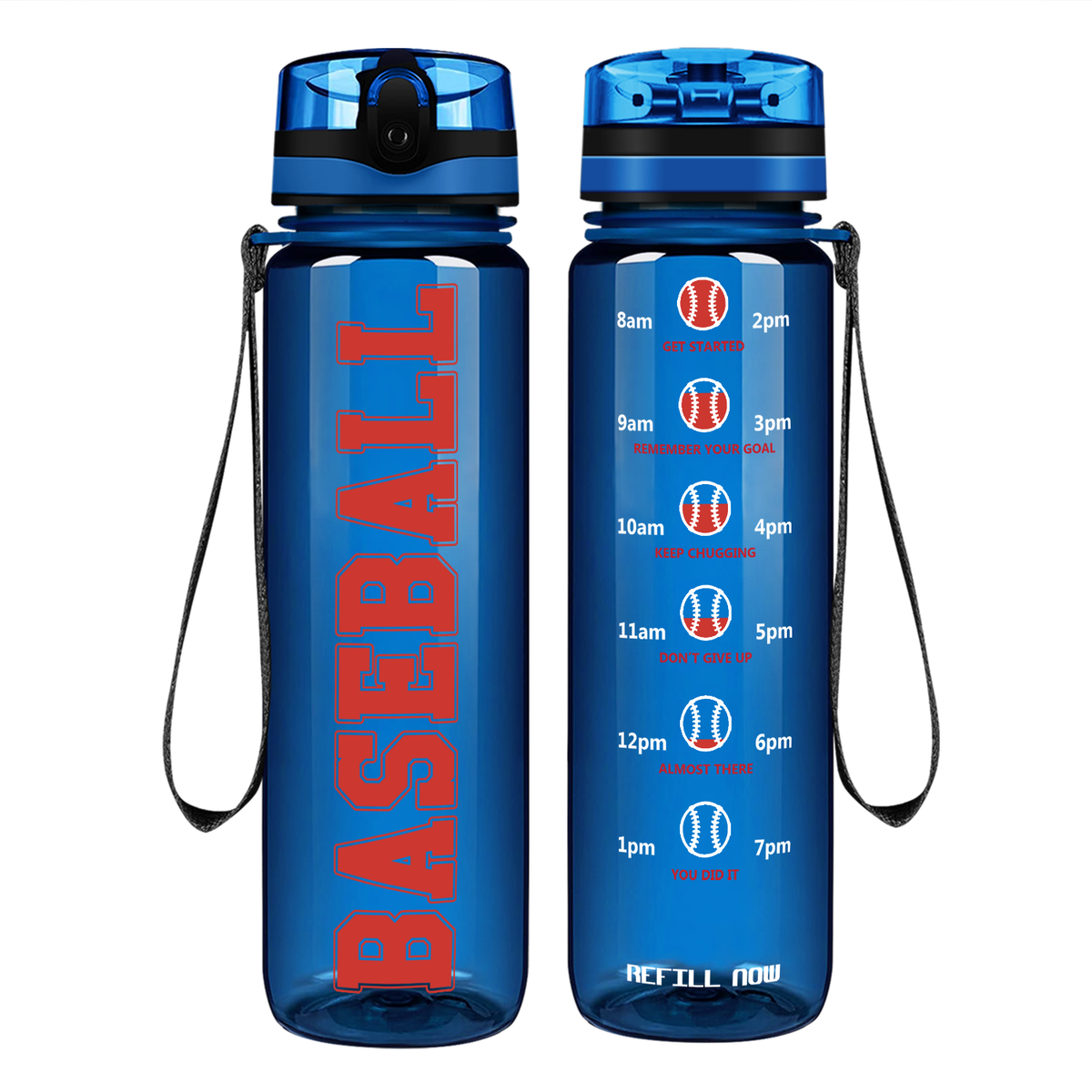 Play Hard Son Baseball on 32 oz Motivational Tracking Water Bottle - Cuptify