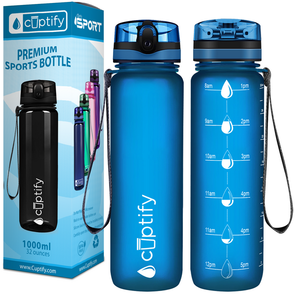 Purple Frosted 32 oz Hydration Tracker Water Bottle - Cuptify