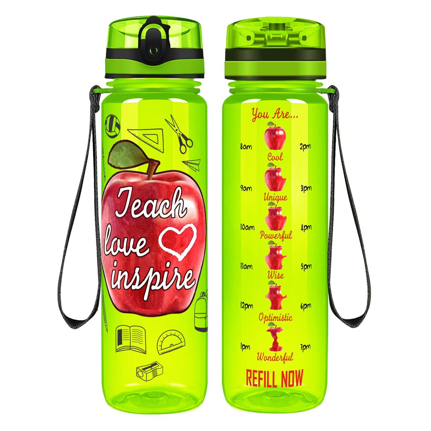 World's Best Teacher on 32 oz Motivational Tracking Water Bottle - Cuptify