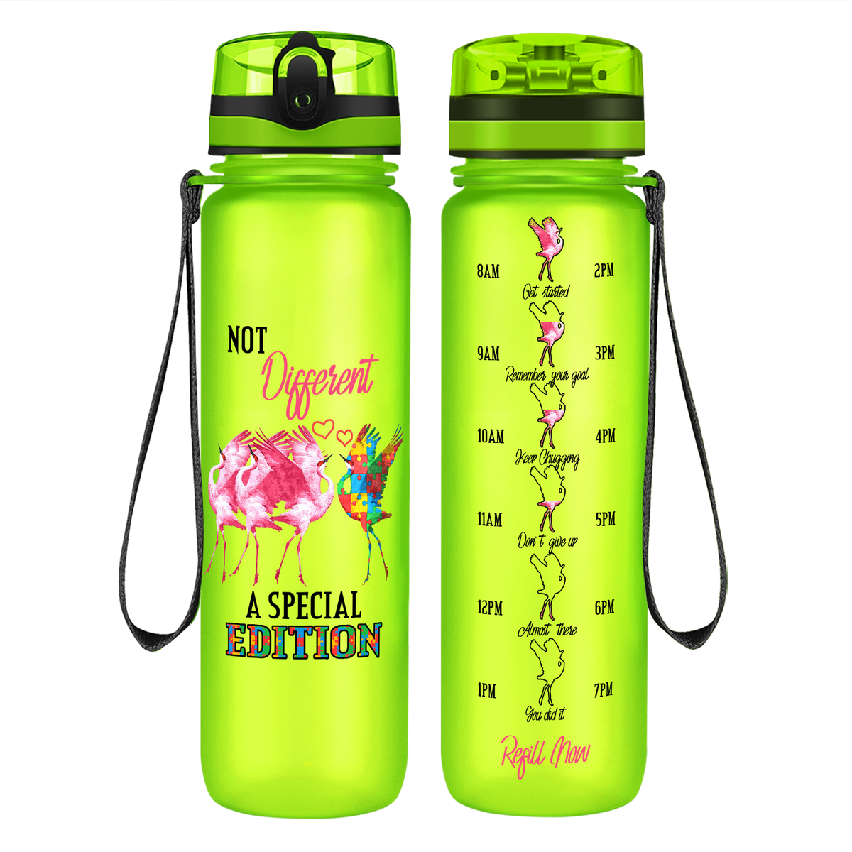 Autism Mama Bear on 32 oz Motivational Tracking Water Bottle - Cuptify