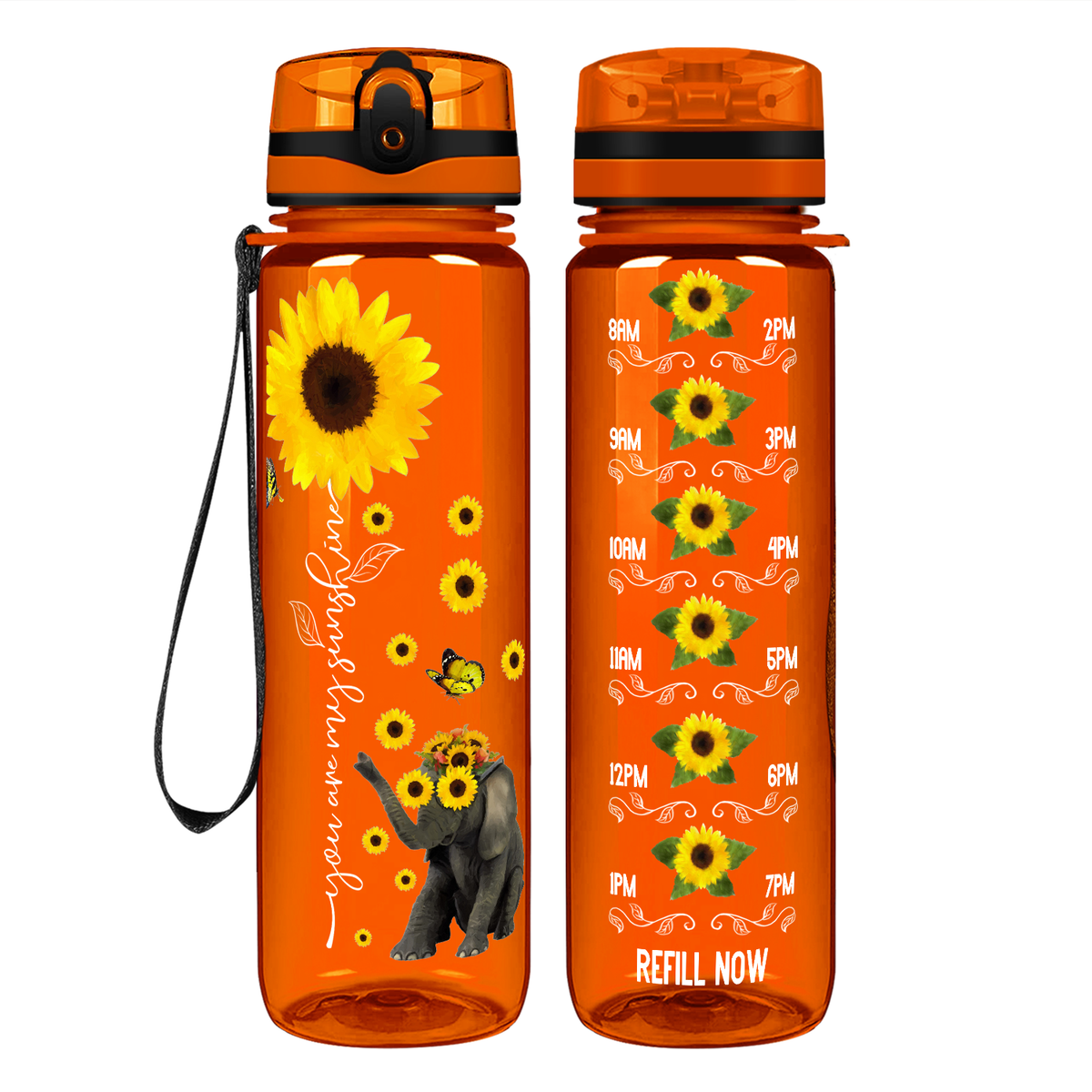 Thin Blue Line Sunflower on 32 oz Motivational Tracking Water Bottle -  Cuptify