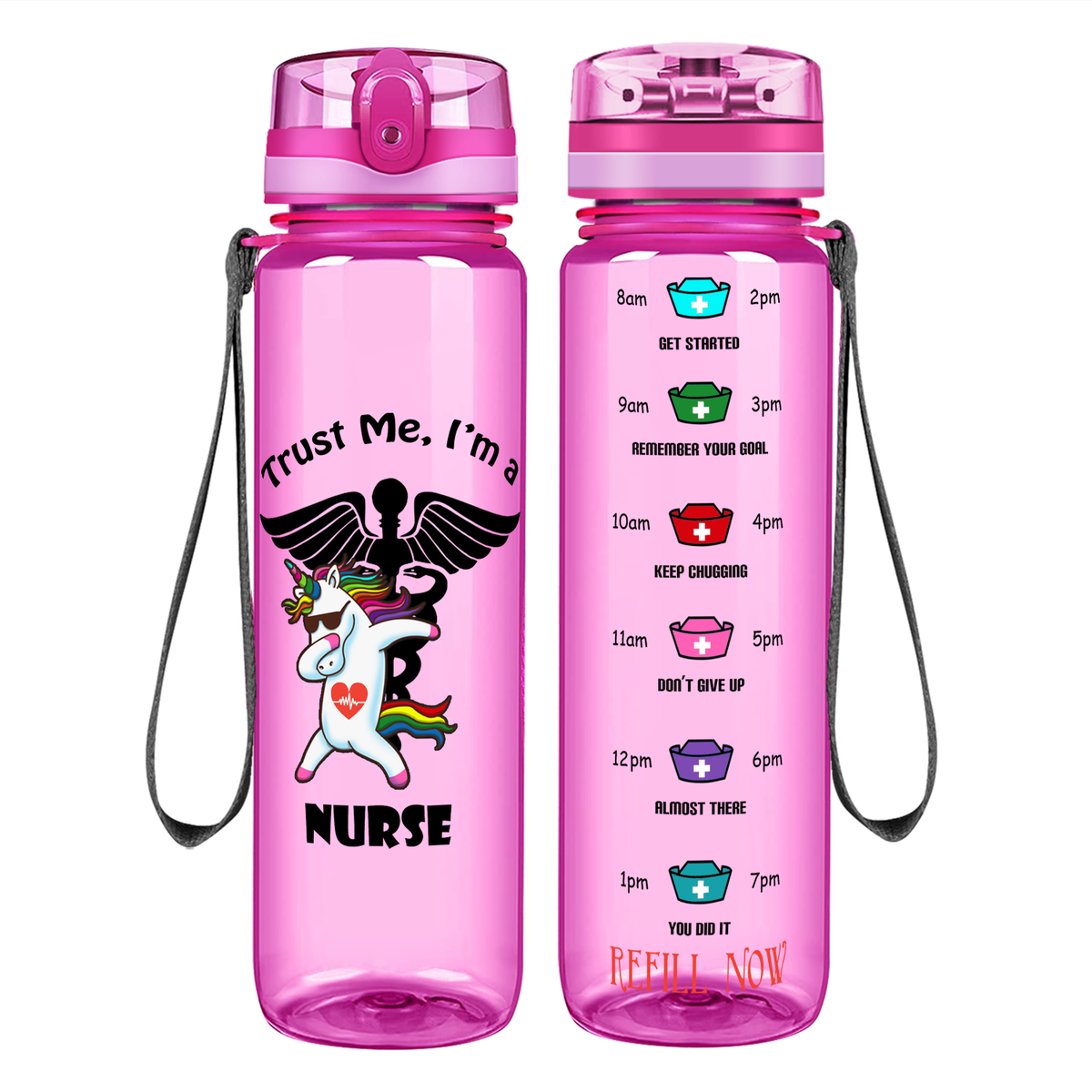 25 oz Aluminum Sports Water Travel Bottle Trust Me I'm A Nurse (Hot-Pink) 